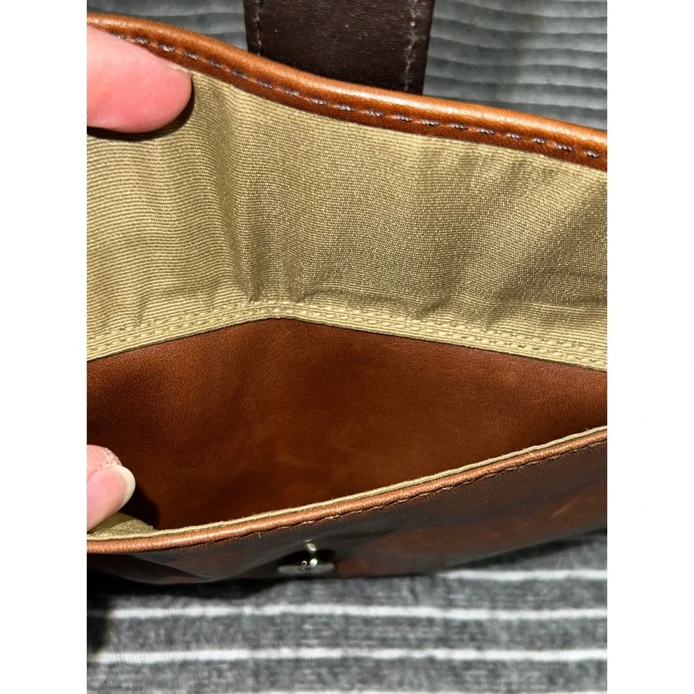 Coach Vintage Brown Leather Buckle Front Zipper Clutch Bag